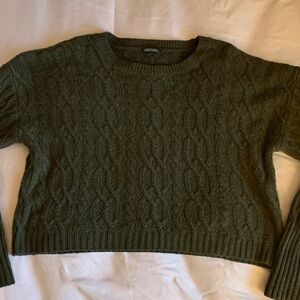 Cozy Green Cable Knit Sweater